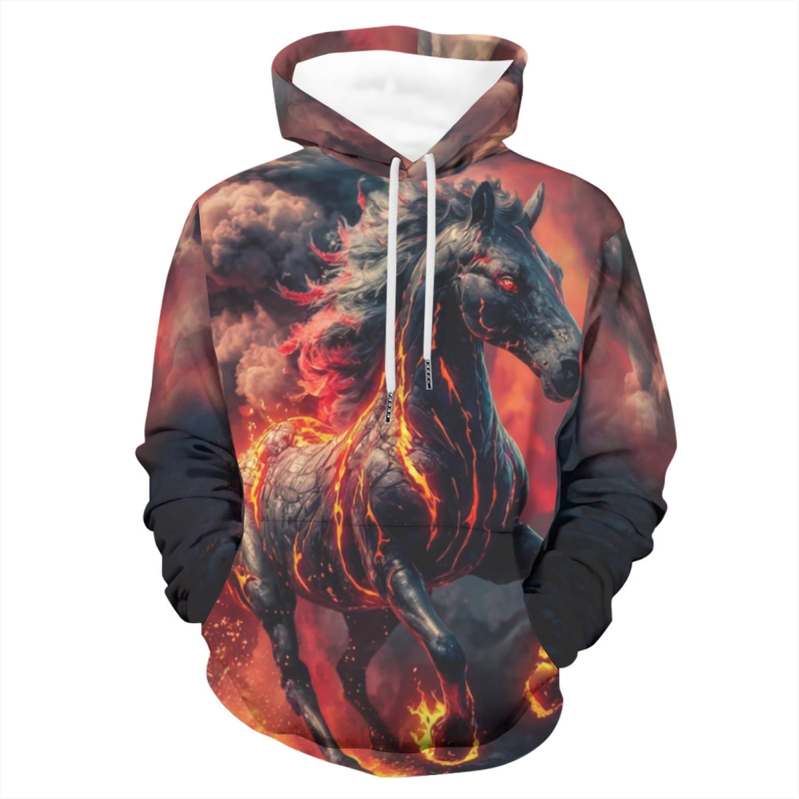 

Вінтажні толстовки з 3D-принтом коня для чоловіків і жінок, повсякденні светри, пуловери, мультяшні толстовки з довгим рукавом, вільні толстовки з капюшоном 2XL