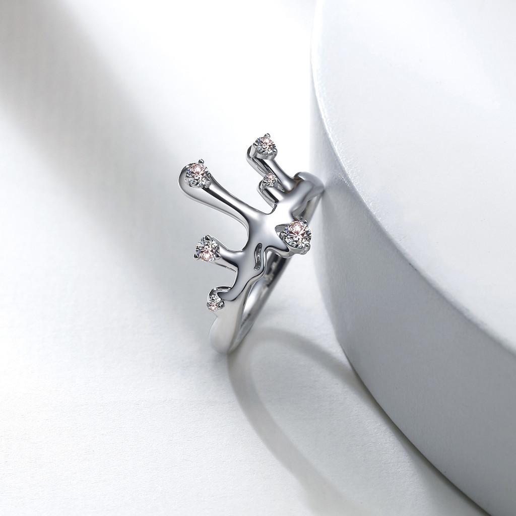 Modern Sterling 925 Silver Adjustable Ring For Women With Trendy Geometric Design
