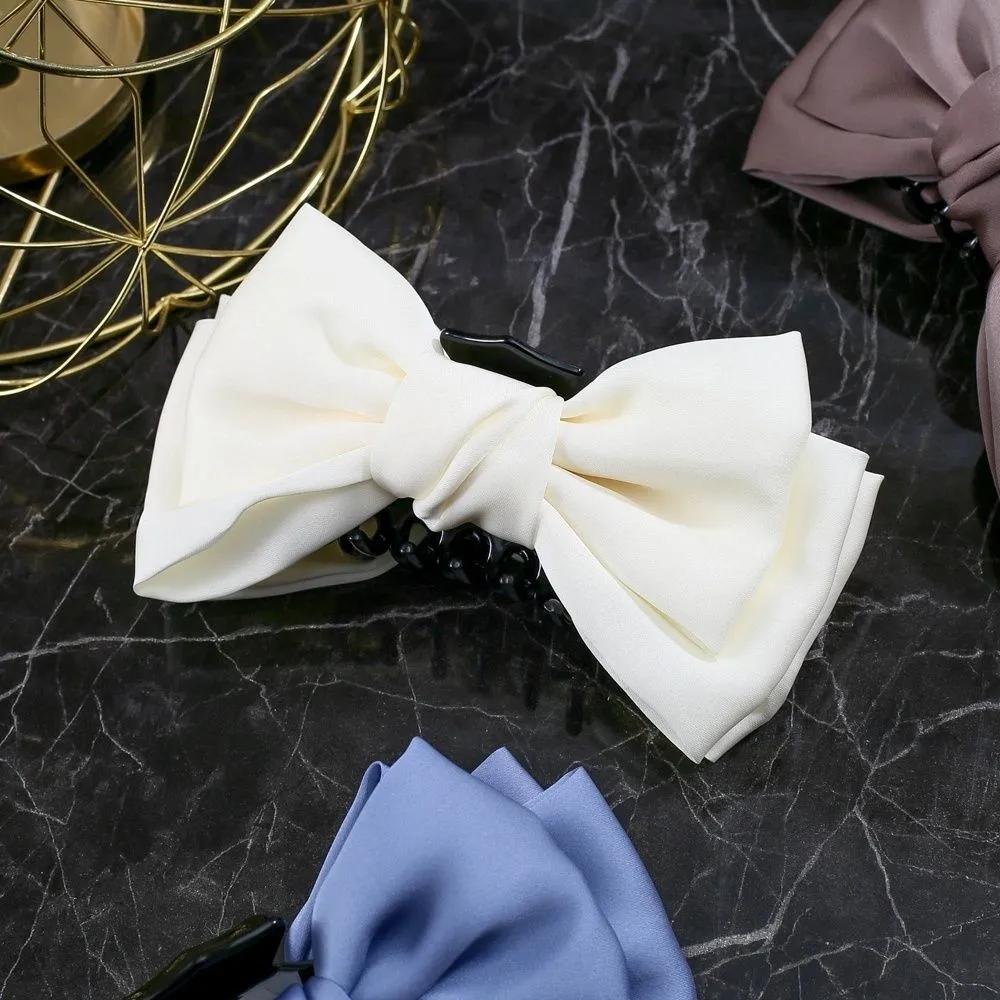 Hair clip silk ribbon ivory women s fastening