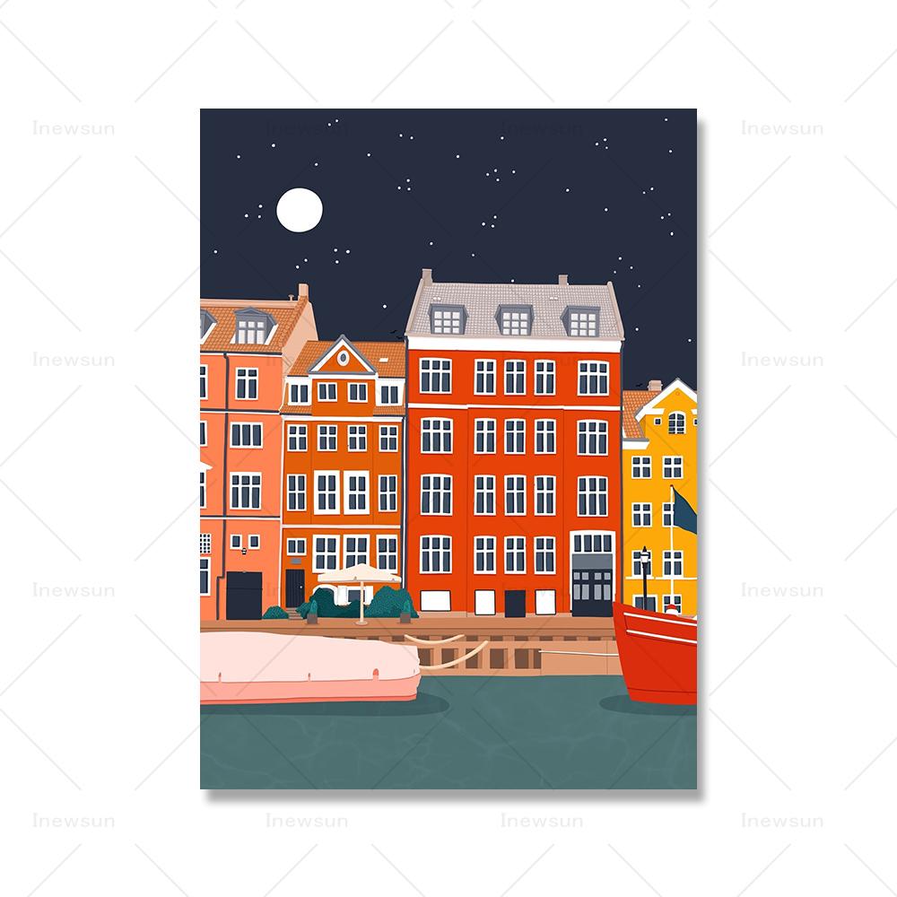 

Марракеш Тадж-Махал Турция Лиссабон Путешествия Плакат Художественная печать Мечеть Марокко Ночной пейзаж Картина на холсте Настенные картины Декор 21x30cm No Framed