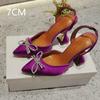 2025 Satin High Heels Women'S Bow Sexy Rhinestone Pointe Women'S Shoe Wine Glass Everything Stylish