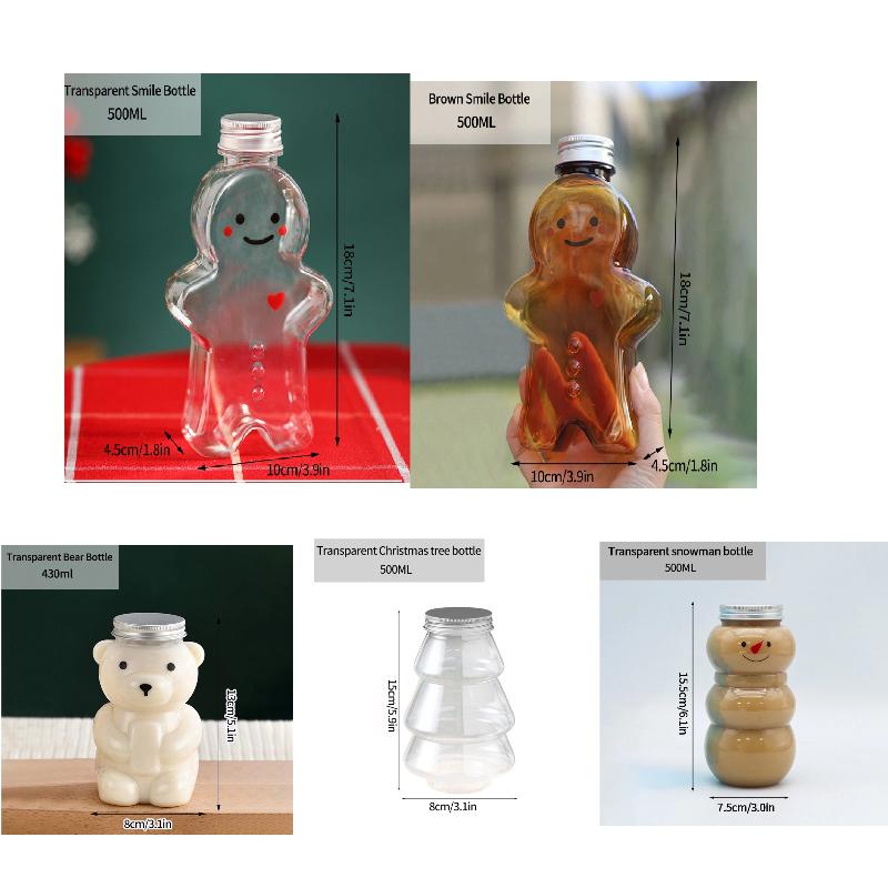 Christmas Bottle Transparent Gingerbread Man Plastic Water Cup Pine Tree Milk Cold Navidad New Year Gifts Drink Cup Xmas Decor