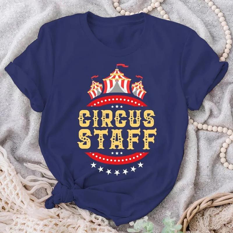 2026 Circus Staff Print Tshirt Summer Casual Short Sleeve Tee Fashion Loose T Shirts Hip Hop Streetwear Oversized Tshirt Short Sleeve Casual Clothing