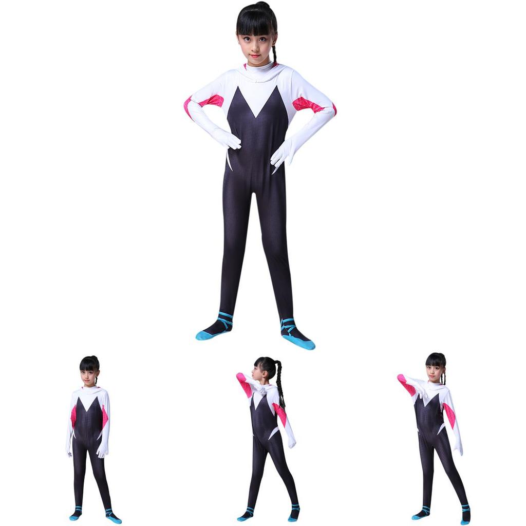 Vibrant Spider-man Into The Spider-verse Gwen Stacy Kids Costume Jumpsuit For Playful Adventures
