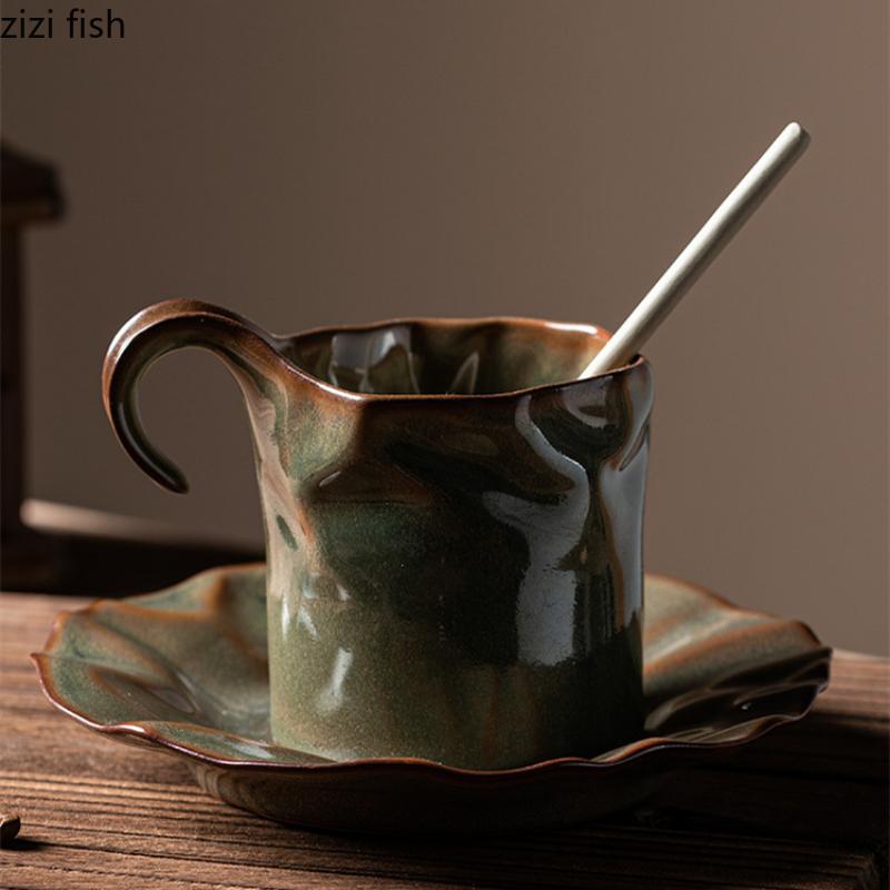 150ml Coffee Cup and Saucer Set Afternoon Tea Cup Ceramic Coffee Mug Milk Cups Tea Mug Water Cups Milk Mugs Home Drinkware Gift