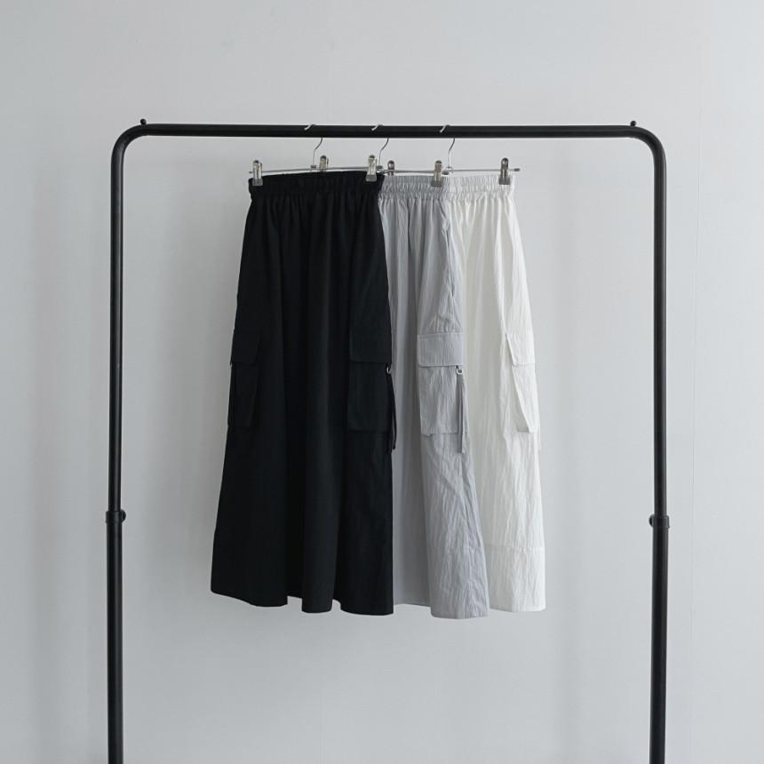 Sør-Korea elegant vårfarget retro allsidig elastisk midje snøring med store lommer design løst avslappet cargoskjørt for kvinner