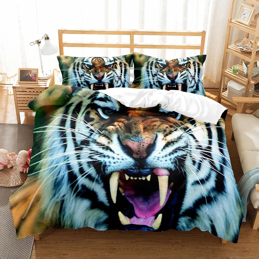 Animal White Tiger Bedding Set Scenery Comforter 3D Print Luxury Duvet Cover Set Home Textile Decor Full Queen King Single Size