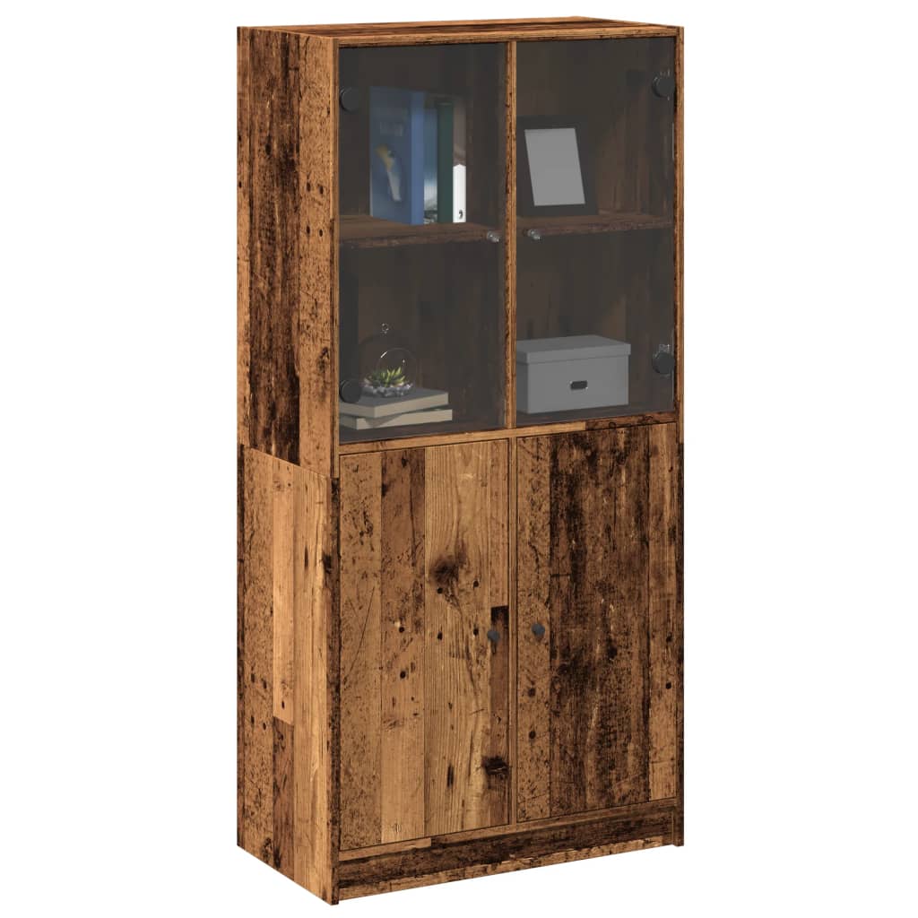 Highboard with Doors Rustic Wood Look 68 x 37 x 142 cm Engineered Wood