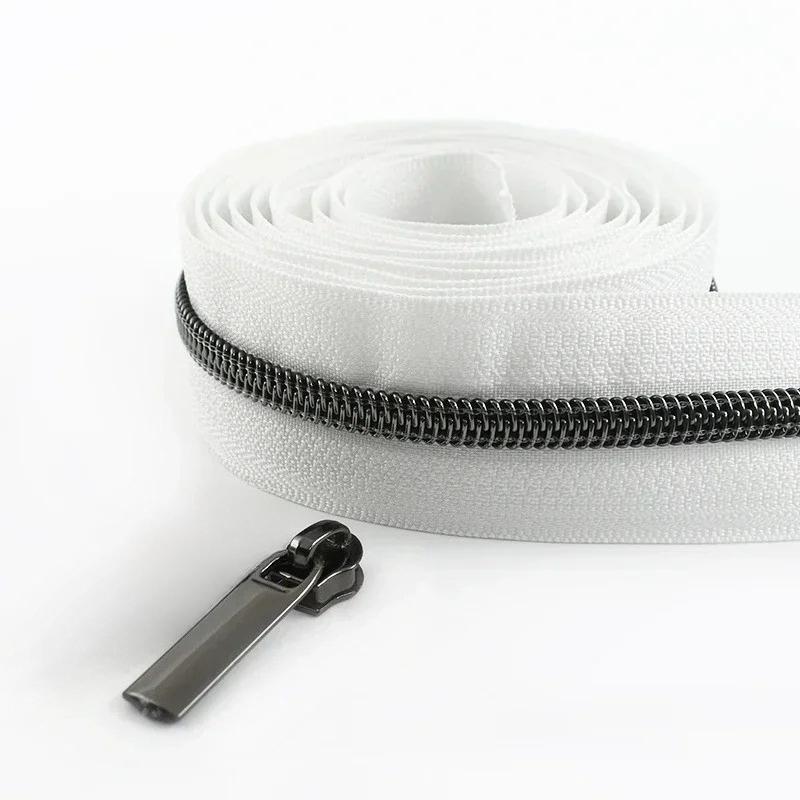2/3/4/5M Meetee 5# Nylon Coil Zipper Tape + Zippers Slider Head for Garment Sewing Zip Closure Repair Kit Replacement Accessory