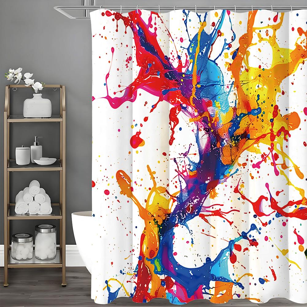 

Abstract Splash Art Shower Curtain, Bathroom Decorative Shower Curtain, Waterproof Shower Curtain with Hooks 90*180cm