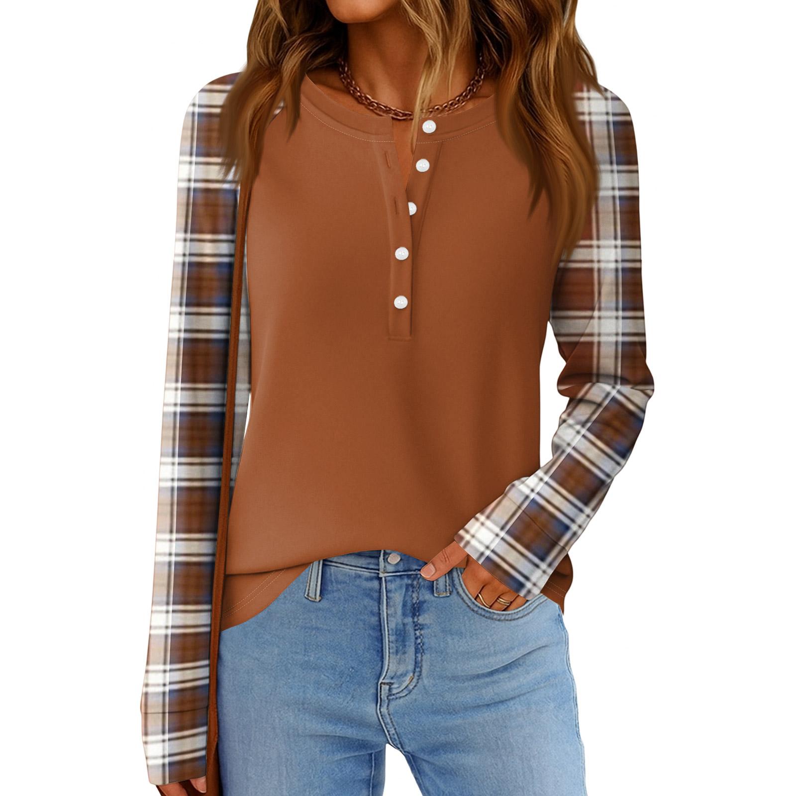 

Женская мода Свободный топ с длинным рукавом и круглым вырезом в повседневном стиле L