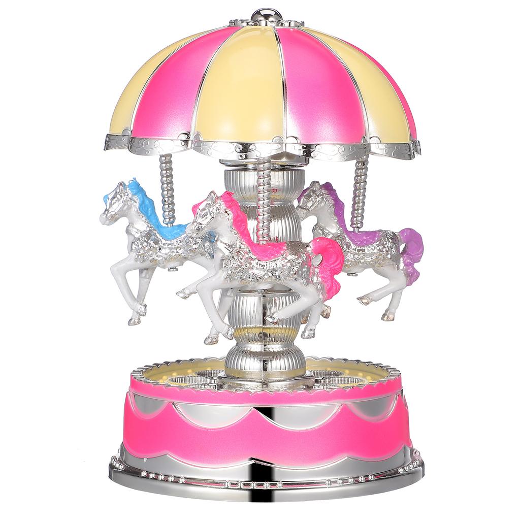Carousel Music Box Rotatable Luminous Led Light Vintage Design For Girls Romantic Gift Desktop Ornament Musical Box For