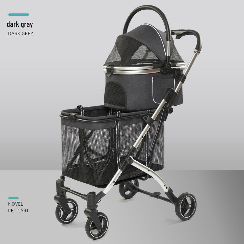 

Двухслойная коляска для питомцев: Просторный дизайн для нескольких кошек и собак, съемная переноска Double-Layer Pet Bus (Upper 9kg + Lower 15kg)