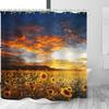 Bathroom is Equipped with A Sunset Sunflower 3D Shower Curtain, Deluxe Bathtub Standard Waterproof Shower Curtain, 12 White Hook