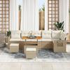 Ensemble de canapé de jardin 9 pièces vidaXL avec coussins Beige Rotin synthétique Acacia, Ensemble de salle à manger de 3361766