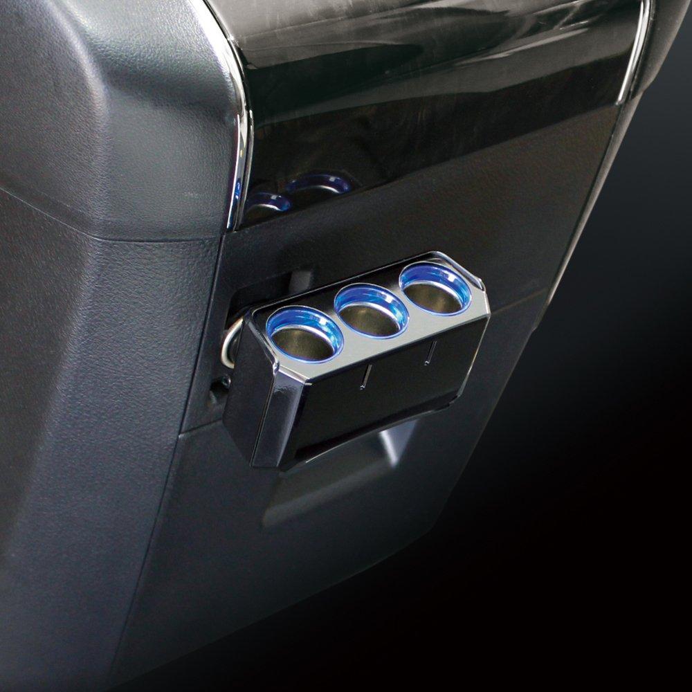 Tsuchiya Yac PZ-737 Car Accessories Socket Splitter Ring Light Socket Triple Direction Black