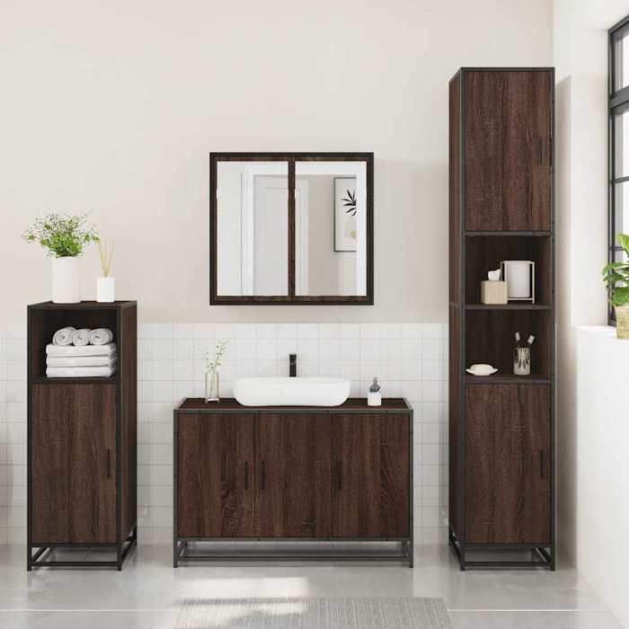 VidaXL Ensemble de meubles de salle de bain 3 pcs Chêne marron, armoire de salle de bain, placard de salle de bain, meuble 3300954