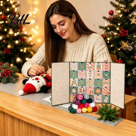 Häkel-Adventskalender 25 Tage 2026, Anfängerfreundliche Weihnachts-Countdown-Box mit Garnen Werkzeugen, DIY Bastelgeschenke für Strickliebhaber, Häkler