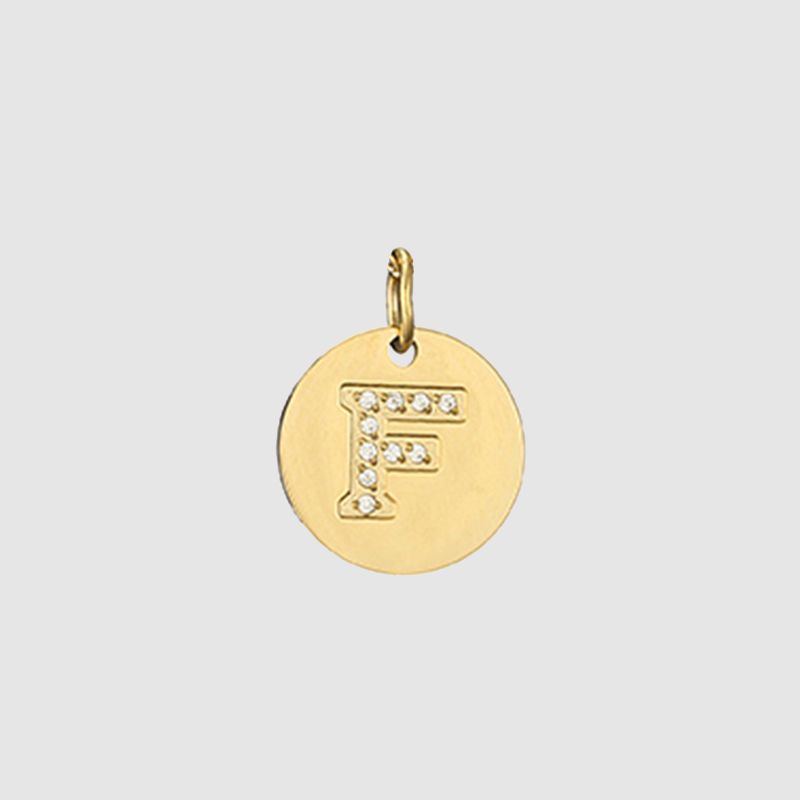 CARLIDANA Classique Minimaliste Alphabet 26 Breloques Lettres en Cristal Collier Pendentif Rond Lettre Acier Inoxydable Collier DIY