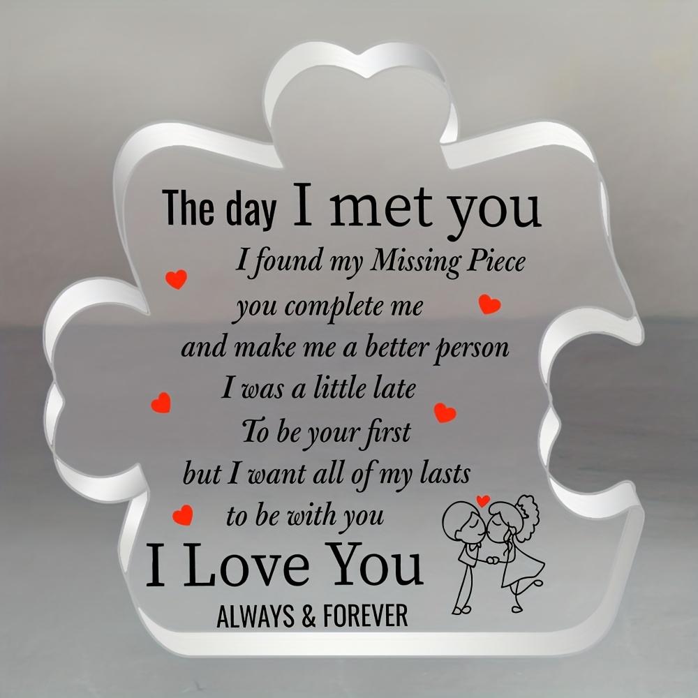 

2D Flat I Love You Acrylic Puzzle Desktop Decoration Plaque Home Decor Plaque Hanging Wall Art Decorative Garden Decoration for Room Door Signs Hang 10*10CM