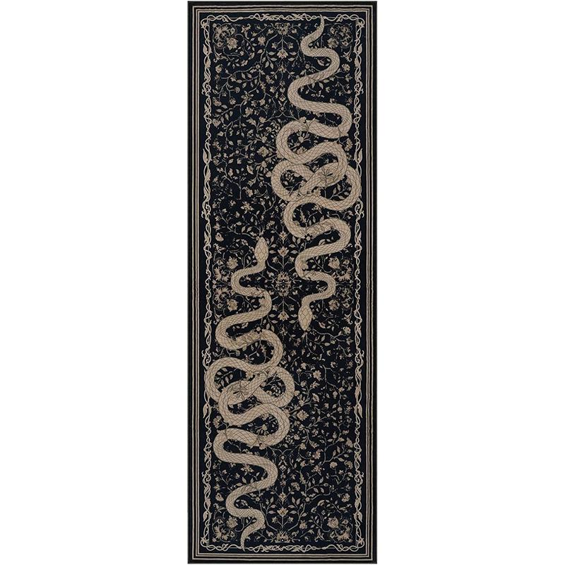 Chodbový koberec Černý dlouhý koberec Chodba Pratelné v pračce Ložnice Kuchyně Podložka na podlahu Elegantní bytové dekorace Koberce