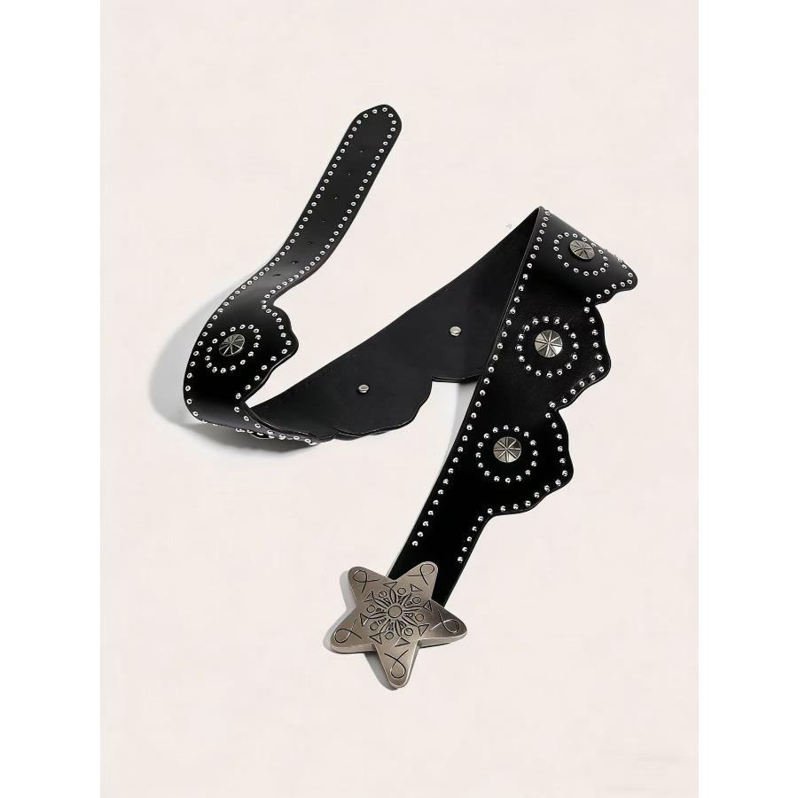 Rivet Belt Women's Decoration Fashion Star Buckle Waist Seal Wide Punk Style Outer Belt