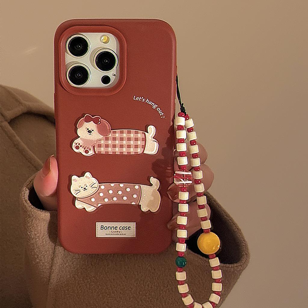 Ins Style Red Three-dimensional Retro Cartoon Phone Case Suitable for 11/12/13/14/15/16
