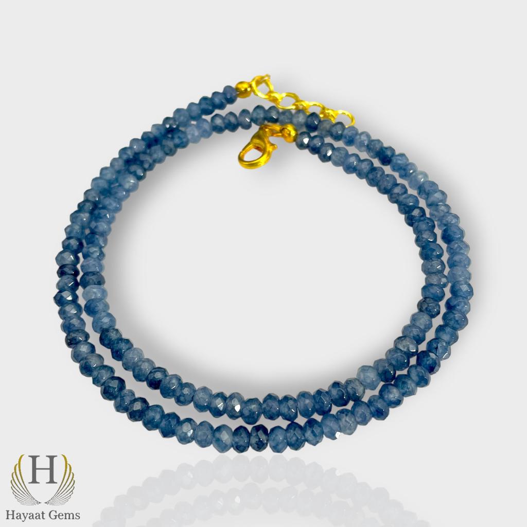 Blue Sapphire Rondelle Beaded Necklace | September Birthstone Jewelry