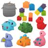 Mold Free Bath Toys for Kids Toddlers, Dinosaur Bath Toys for Kids 1-3 Soft Baby Blocks Building Blocks for 12-18 Months 18 Pack