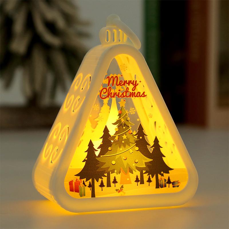 1pc Festival Lamp Xmas Gifts LED Party Scene Props Triangle Lantern Table Ornaments Christmas Mini Snowman Santa Claus