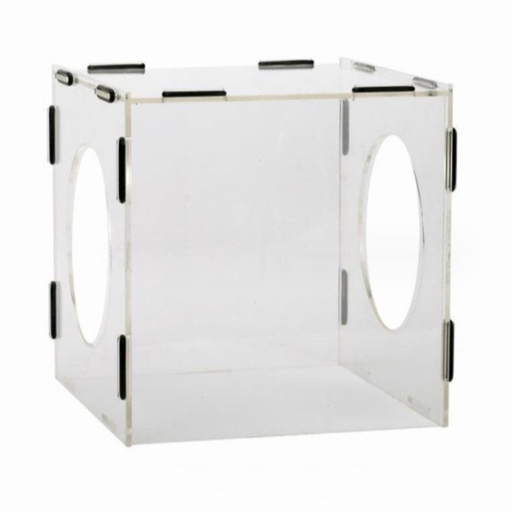 

Acrylic Enclosed Grinding Dust Box Transparent Portable Dust Cage Dustproof with 2 Holes Dust Hood