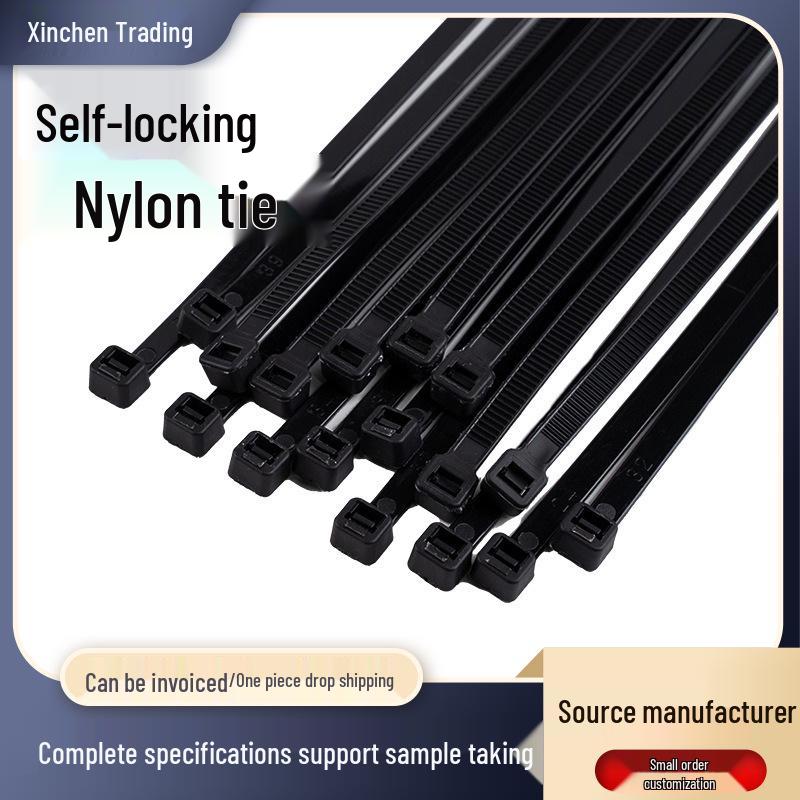 

100 Individually Packaged Black and White Self-Locking Nylon Zip Ties - Buckle Type Black; 4mm*150mm