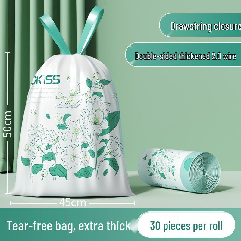 Okas Tear-Free Portable Capibara Thickened Large Garbage Bags for Home, Kitchen, and Dormitory with Drawstring
