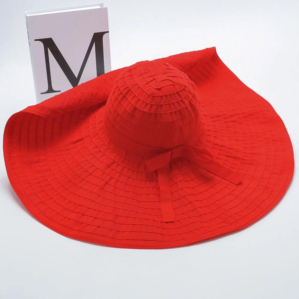 20cm Oversized Brim Sun Hats For Women Girls Outdoor Cotton Portable Foldable Beach Hat Anti-Uv Protection Hiking Fisherman Caps