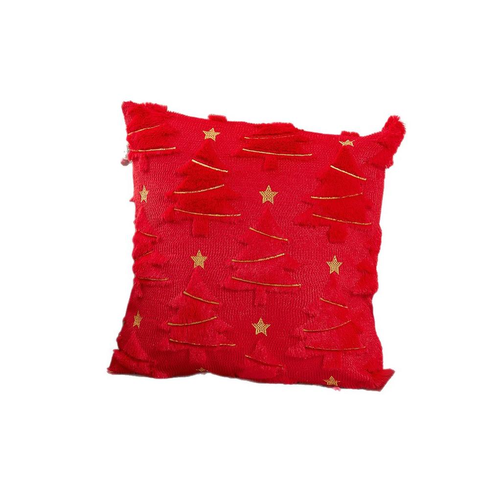 Christmas New Pv Velvet Embroidered Pillow 3D Three-dimensional Christmas Tree Plush Pillowcase Indoor Holiday Decoration Sofa Cushion