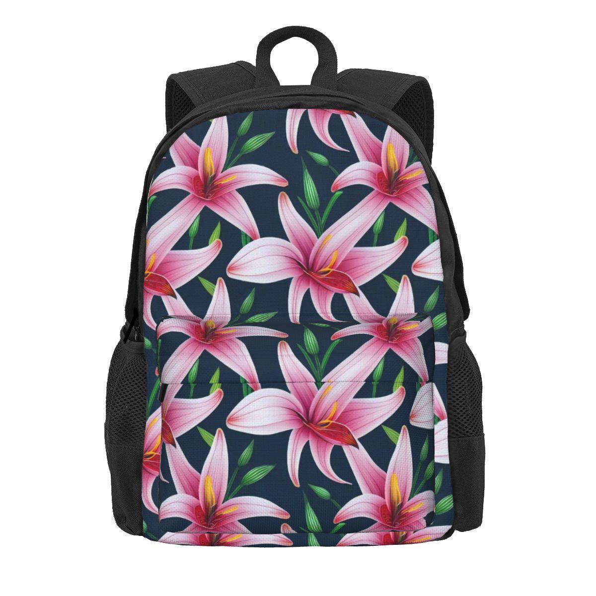 Lily Bloemen Rugzak Unisex 90s Nostalgie Bloemenpatroon Rugzakken Polyester Coole Schooltassen Dagelijks Hoge Kwaliteit Rugzak 36x32x10cm