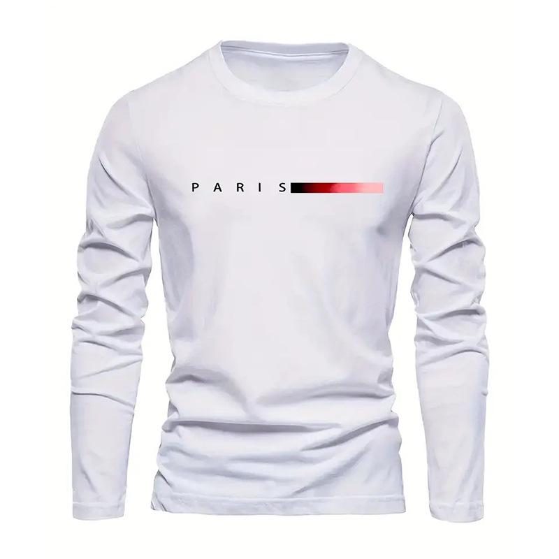 Spring Men's,Men's Letter Printing,Men's Long Sleeve,Trendy Round Neck New Casual T-Shirt