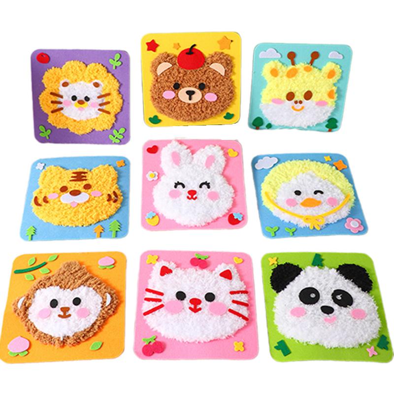 Diy Embroidery Doll Set For Kids, Sewing Arts And Crafts Kit, Easy To Do Cartoon Animal Sewing Projects Yarn Board