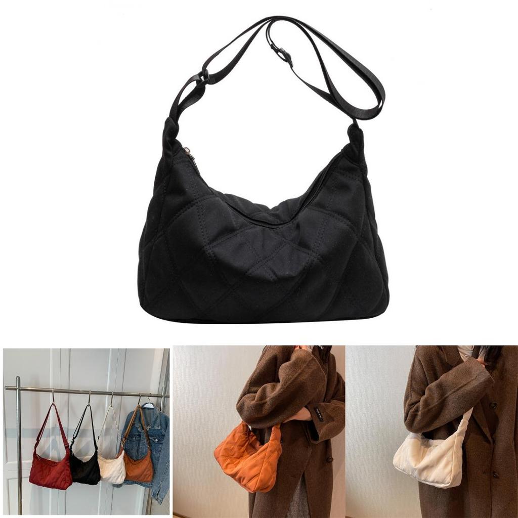 Stylish Urban Minimalist Canvas Shoulder Bag For Women Fall Winter 2023 Trendy Quilted Box Bag