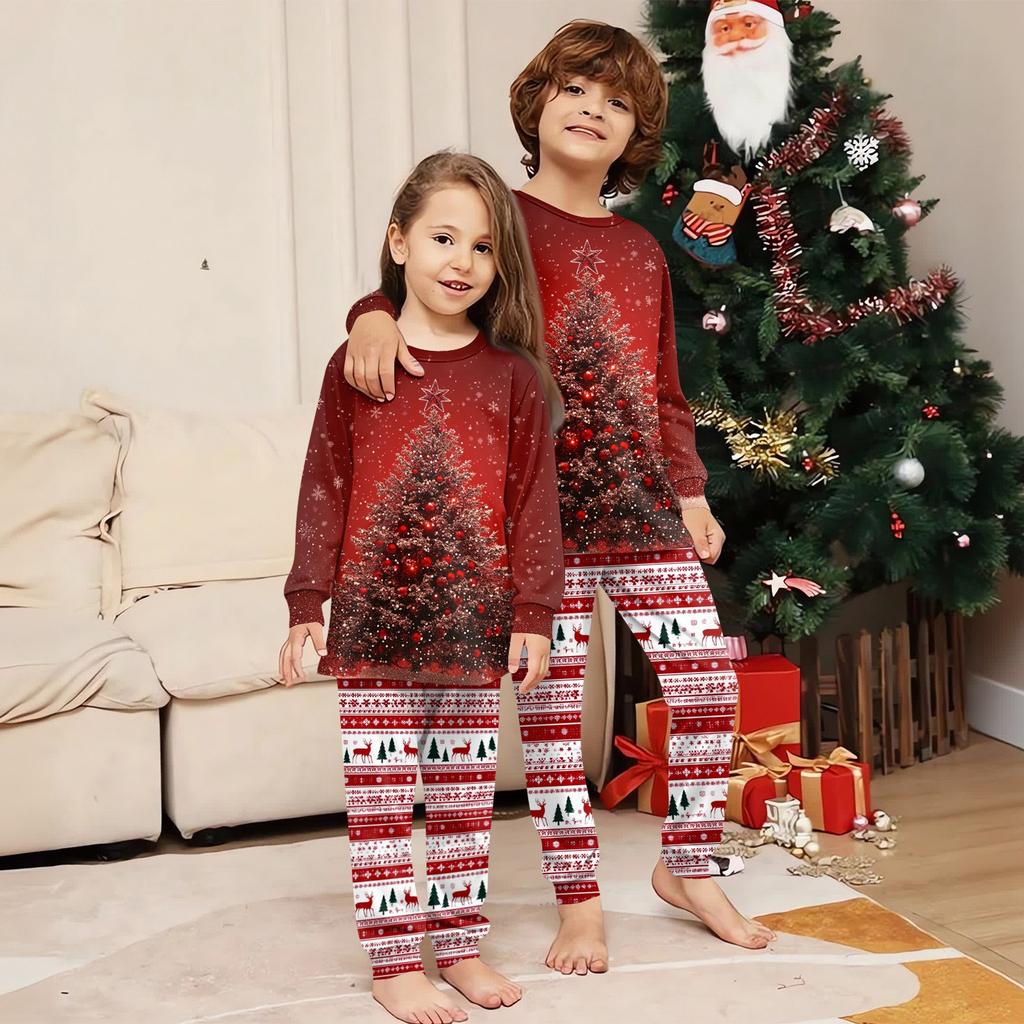 Family Matching Print Sets Pajamas Loungewear Outfits Family Matching Long Sleeve Tops+Pants Set