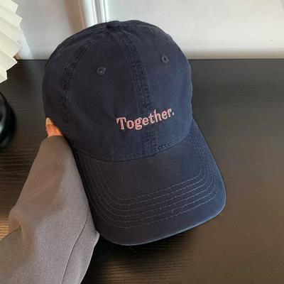 Korean Version of Beige Letter Baseball Hat for Women Simple and Versatile New Style Larger and Deep Soft Top Hat Big Brim Baseball Cap