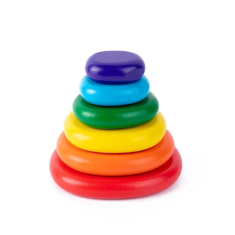 

6/10/12/20pcs Rainbow Pebbles Wooden Blocks Toy Kids Educational Toys for Children Hand-eye Coordination Training Balance Game