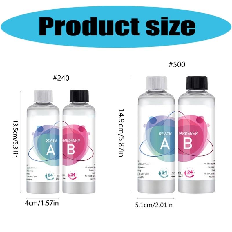 2 Bottles Practical Clear Epoxy Resin Art Supplies for Nighttime Craft Quick Curing Yellowing Formula Decoration