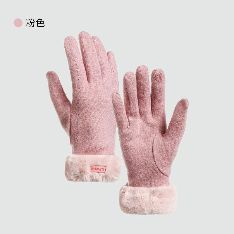 Cashmere Gloves Women's Autumn and Winter 2025 New Cycling Fleece Thickened Windproof, Warm and Cold-proof Gloves