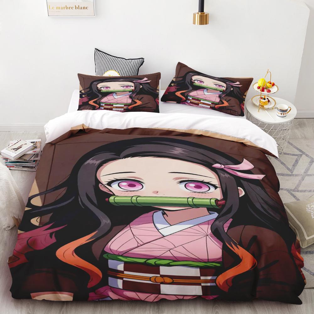 Duvet Cover Anime Demon Slayer Duvet Cover Comforter Bed Anime Polyester Bedding Set Duvet Cover Set Printed Cartoon Home Decor