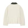 Womens Korean Style Casual Jacket White Contrast Collar Slim Fit Daily Wear