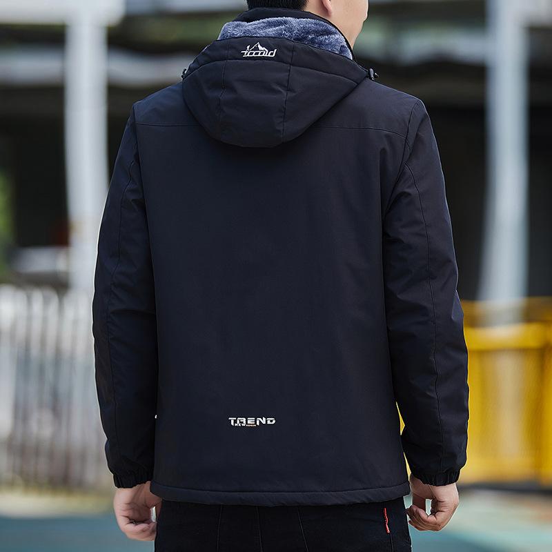 Spring and Autumn New Jacket Men's Hooded and Fleece Thick Coat Male Couple Loose Casual Padded Jacket Warm Padded Jacket