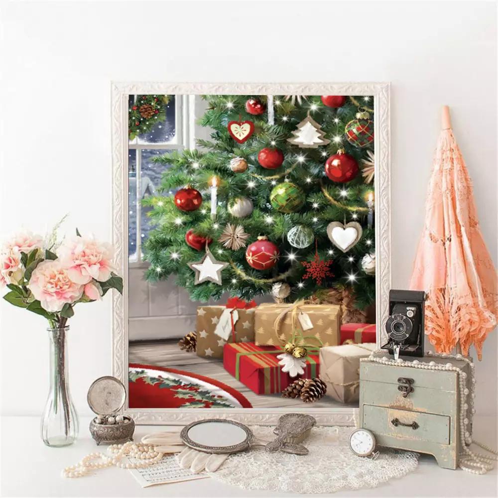 5D Diamond Art Painting Kits Winter Diamond Embroidery Christmas Tree Pictures Of Rhinestones Mosaic Decor For Home