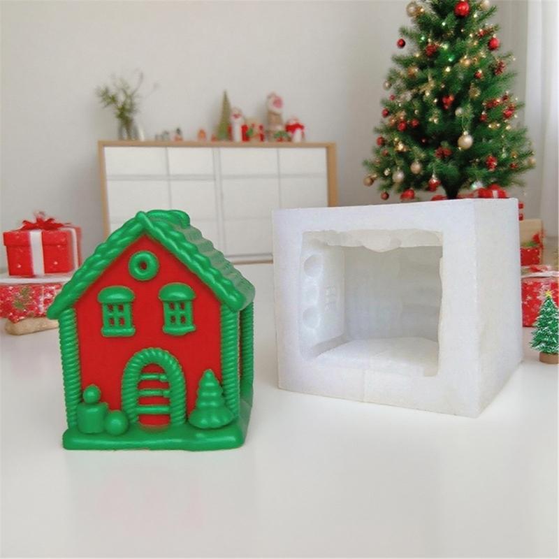 Christmas House Silicone Mould for Candle Making Holiday Craft Soap Chocolate Art Festival Home Decoration