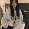 Women's Round Neck Long Sleeve Loose Fit Letter Print Oversized Sweatshirt Casual Fleece Top